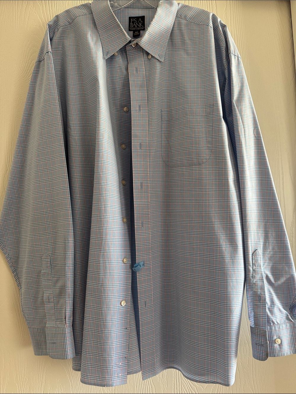 Jos. A. Bank Light Blue Plaid Travelers Collection Dress Shirt